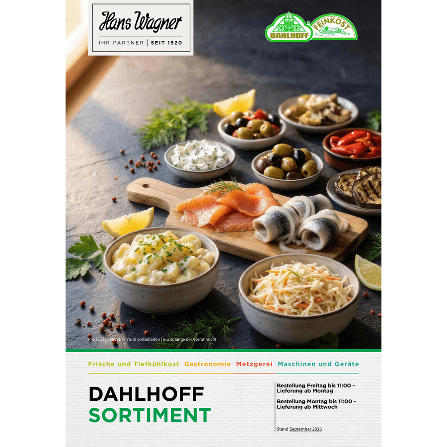 Titelseite des Dahlhoff-Sortiments, Stand September 2026