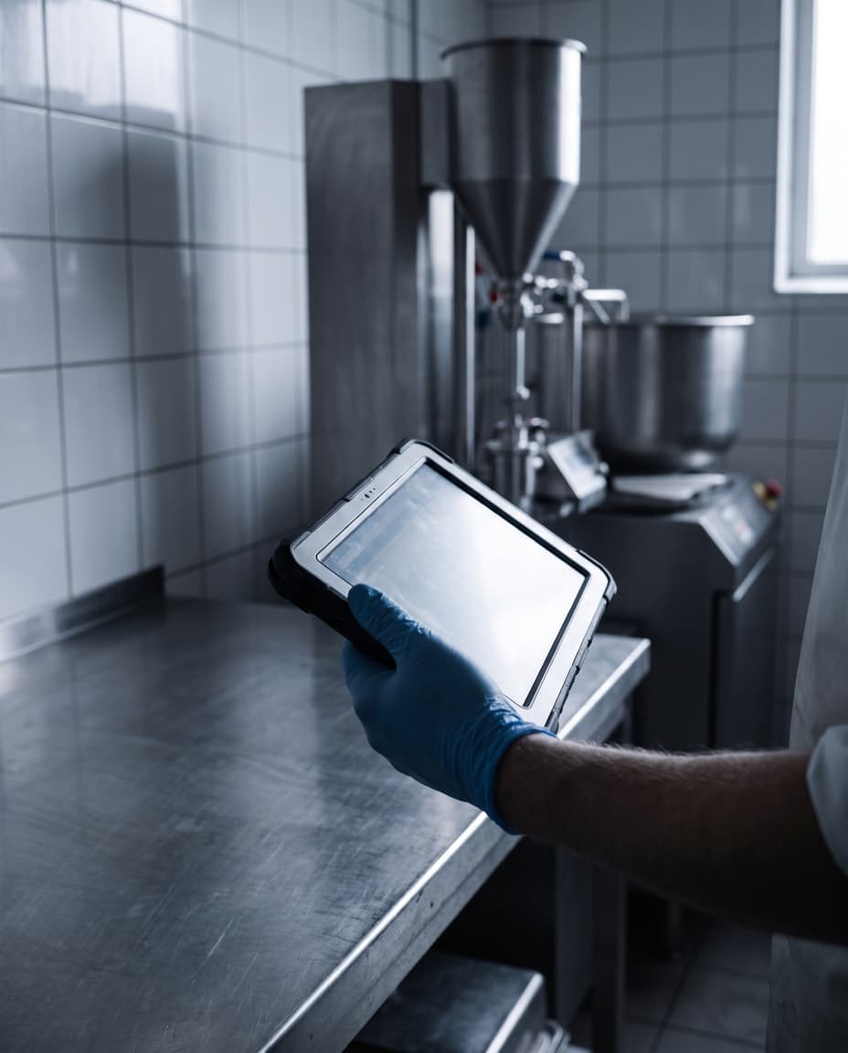 Bestellung am Tablet, mitten in der Produktion